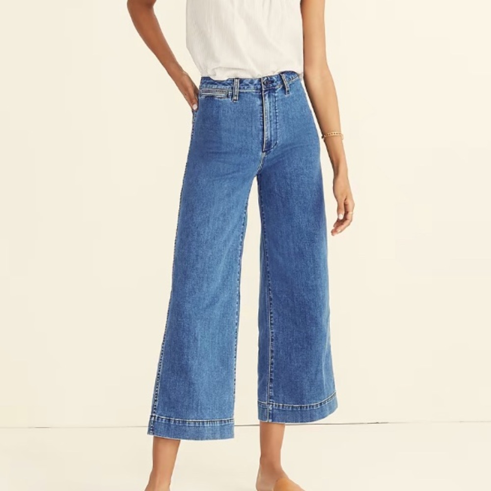 Madewell Cropped wide leg jean medium wash